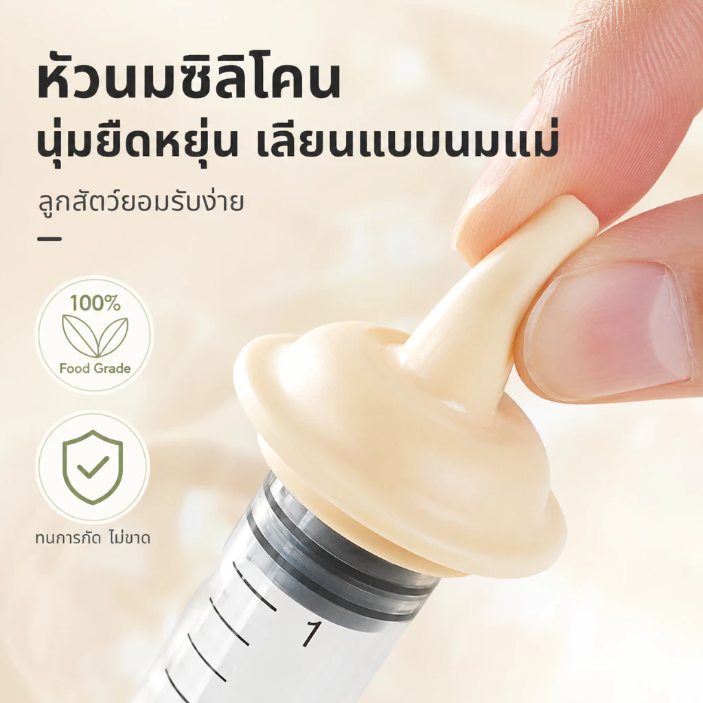 จุกนมแมว ขวดนมลูกแมว กระรอก ซิลิโคนเกรดอาหาร thumbnail 6