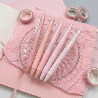 CAWL ปากกาเจล แบบกด สีไล่ระดับ 0.5 มม. น้ำหมึกสีดำ แก้ไขท่าจับปากกาให้ถูกต้อง 1กล่องมี5ด้าม
