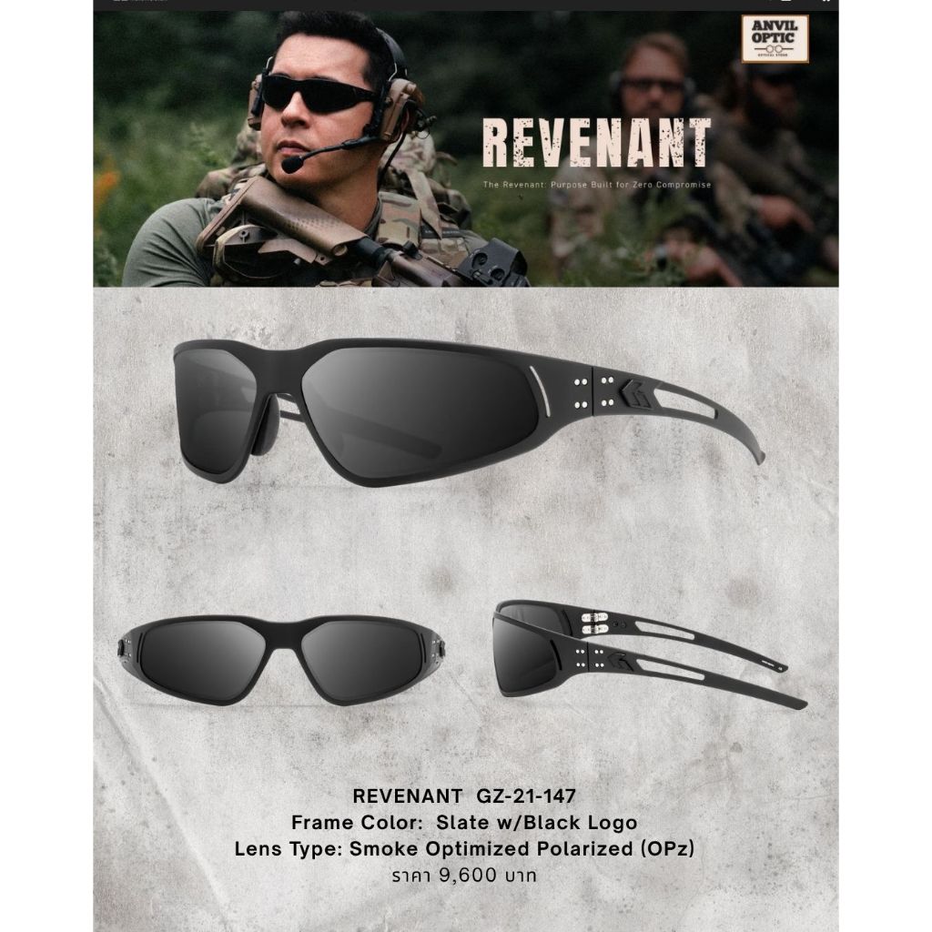 GATORZ  Revenant GZ-21-147 Revenant Slate / Smoke Lens OPZ ของแท้ รับประกันสินค้าจาก Gatorz Thailand