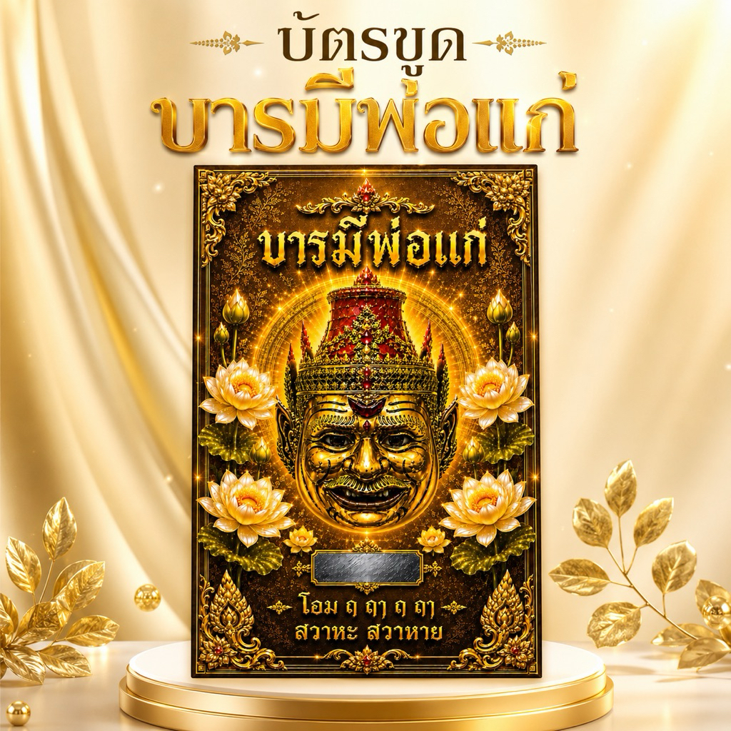 บัตรบารมีพ่อแก่ร้านมหาเฮง เลข 3 หลัก