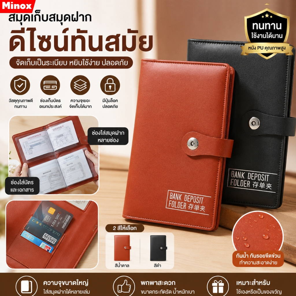 กระเป๋าใส่ทะเบียนรถ ทะเบียนบ้าน กระเป๋าใส่ทะเบียนรถ และทะเบียนบ้าน ใส่สมุดบัญชี สลากออมสินและธกส ได้ ใส่ได้ 40 แผ่น