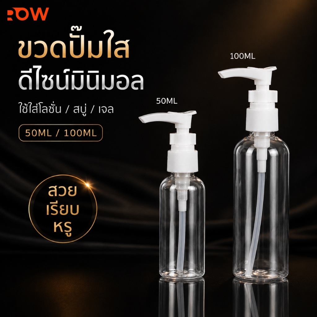 ขวดเปล่าหัวปั๊ม ขวดแบ่งครีม โลชั่น แชมพู สบู่เหลว ขวดใส 50ML/100ML สำหรับท่องเที่ยว