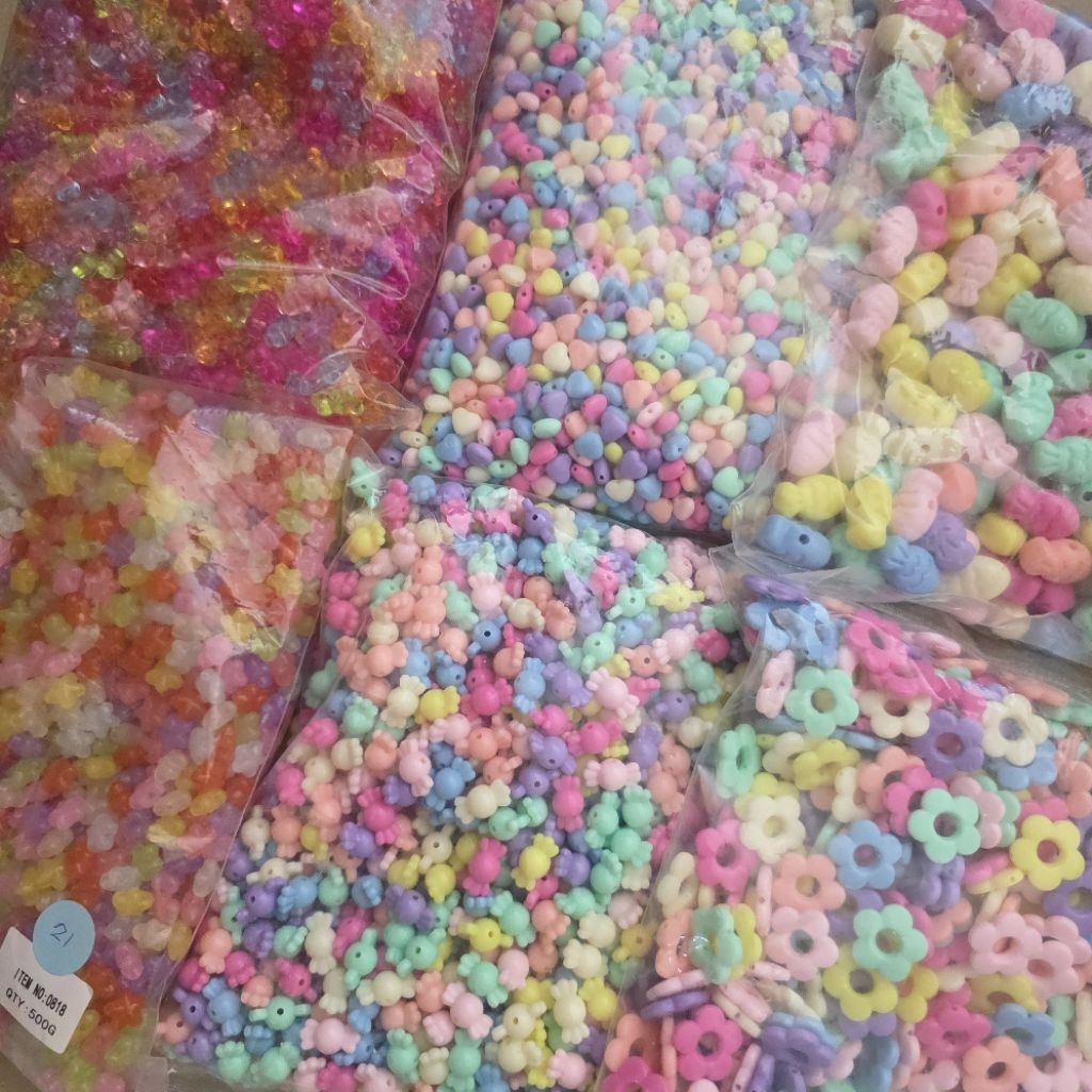 (ใช้เอ็นร้อย)ลูกปัดพาสเทลถุงใหญ่  แพค 500g.