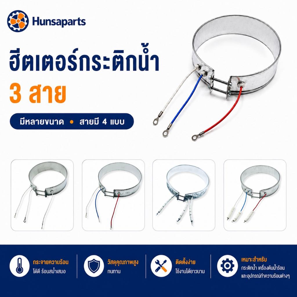ฮีตเตอร์กระติกน้ำร้อน 3 สาย หลายขนาด สายหลายแบบ อะไหล่กระติกน้ำ