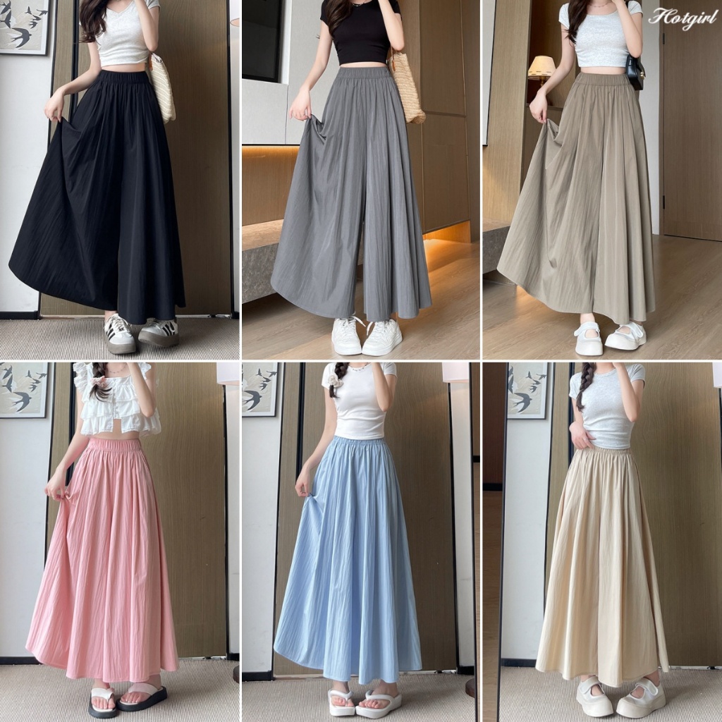 Hotgirl พร้อมส่ง กางเกงผู้หญิงฤดูร้อนบาง เอวยางยืด สไตล์เกาหลีแบบลำลอง สวมใส่สบาย