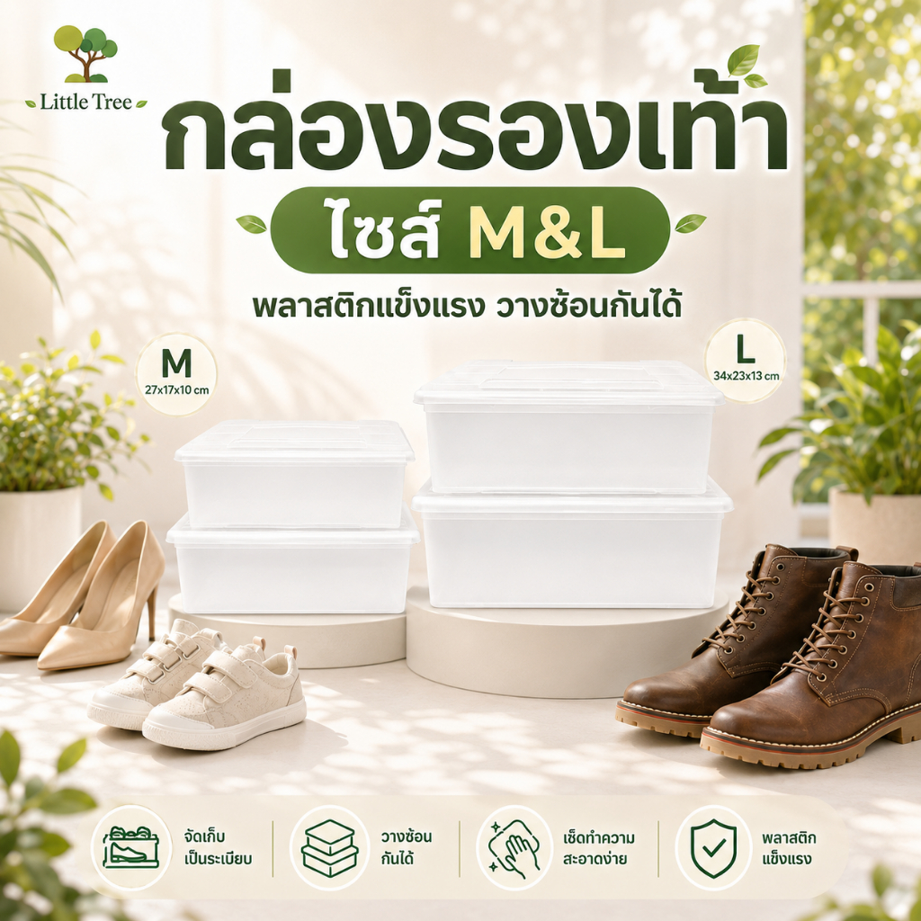 [ใหญ่ที่สุด คุ้มค่าคุ้มราคา] กล่องรองเท้า พลาสติกเอนกประสงค์  ใส่รองเท้า