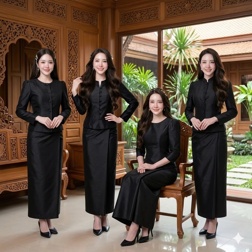 เสื้อไหมสี่เส้น คอไลลา แขนยาว ทรงสุภาพอัดเงาสวย ใส่ทำงาน ใส่ออกงานบุญ ไซส์ใหญ่ อก 32-48 นิ้ว (ขายแยกชิ้น)