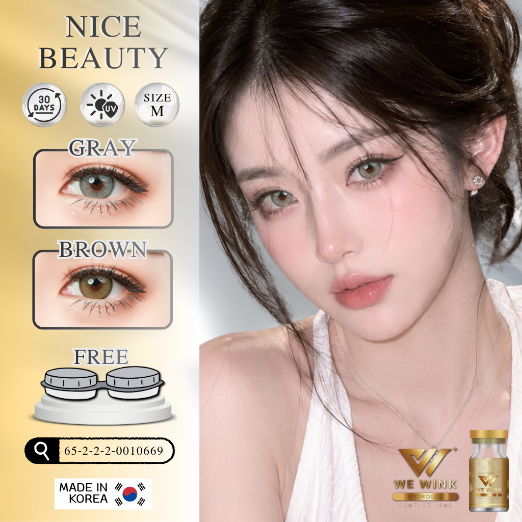 (Official) คอนแทคเลนส์รายเดือน We Wink รุ่น Nice Beauty สี Brown / Gray มีค่าสายตา แถมตลับคอนแทคเลนส์