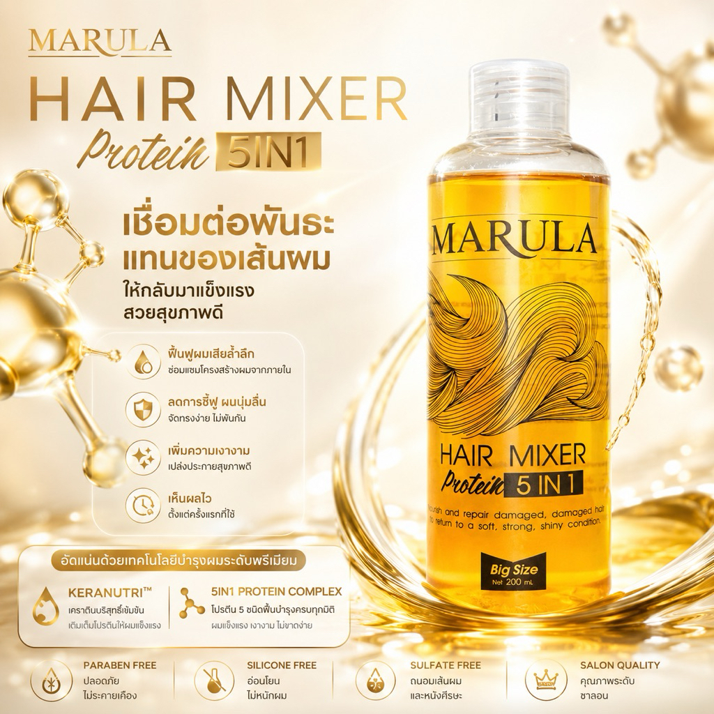 Hya Mix-หัวเชื้อเพิ่มเงาเชื่อมแกนผมพร้อมดับกลิ่น ใช้ผสมสี/ยืด สมานแกนผม 200ml.