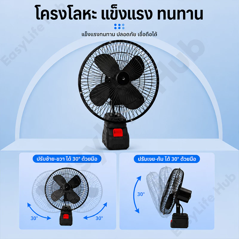 พัดลมแบตเตอรี่ไร้สาย 8 นิ้ว 64V พกพา ลมแรง thumbnail 4