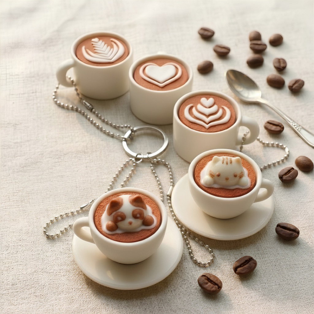 พวงกุญแจแก้วกาแฟ Clicker (Coffee Clicker Keychain)