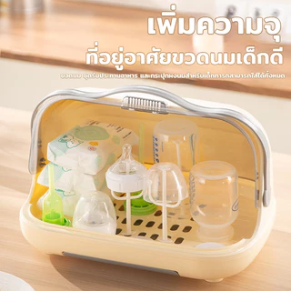 HOHO กล่องเก็บขวดนม กล่องเก็บขวดนมอเนกประสงค์ ตัวฝาปิดป้องกันฝุ่นละอองและเชื้อแบคทีเรีย กล่องเก็บภาชนะ พร้อมหู