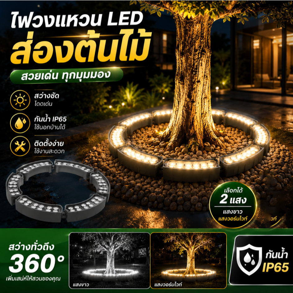กลางแจ้งกันน้ำไฟ LED ไฟต้นไม้ ต้นไม้ IP65 แสงสีเหลือง แสงที่มีสีสัน RGB เกรดกันน้ำระดับ