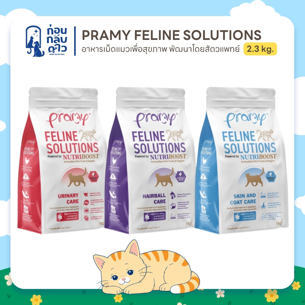 Pramy Care Feline Solution อาหารเม็ดแมว สูตรเฉพาะทางเพื่อสุขภาพ ขนาด 2.3 Kg