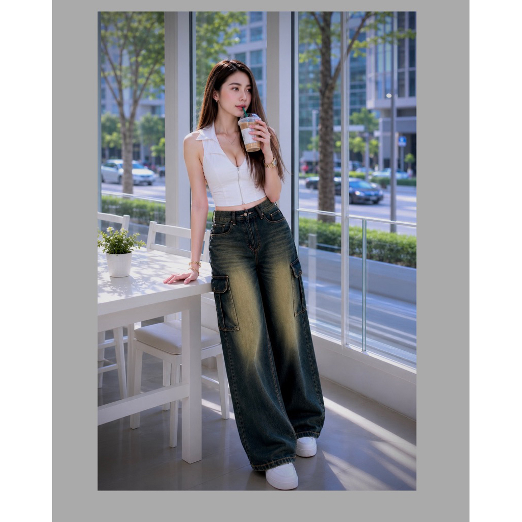 กระบอกคาร์โก้ Jeans ผู้ชาย ผู้หญิง