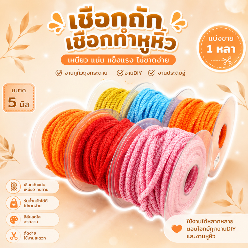 เชือกถัก2171  ขนาด 5มิล 6มิล 8มิล เชือกเส้นกลม หูรูดกางเกง หูรูดเสื้อฮูด