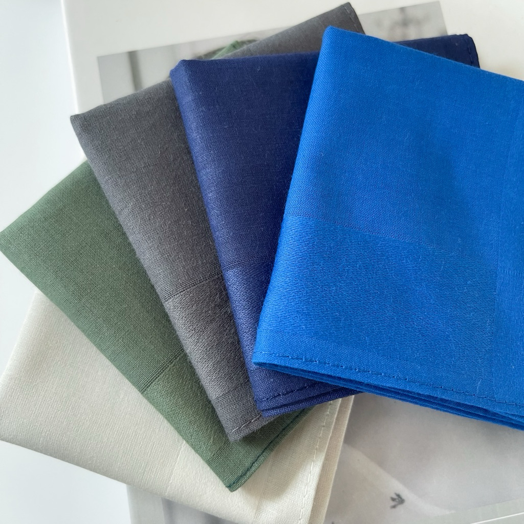 ผ้าเช็ดหน้าฝ้ายแท้ 100% สีเข้ม นุ่ม ซับน้ำดี แห้งไว ขนาด 40 ซม. [CT-10]