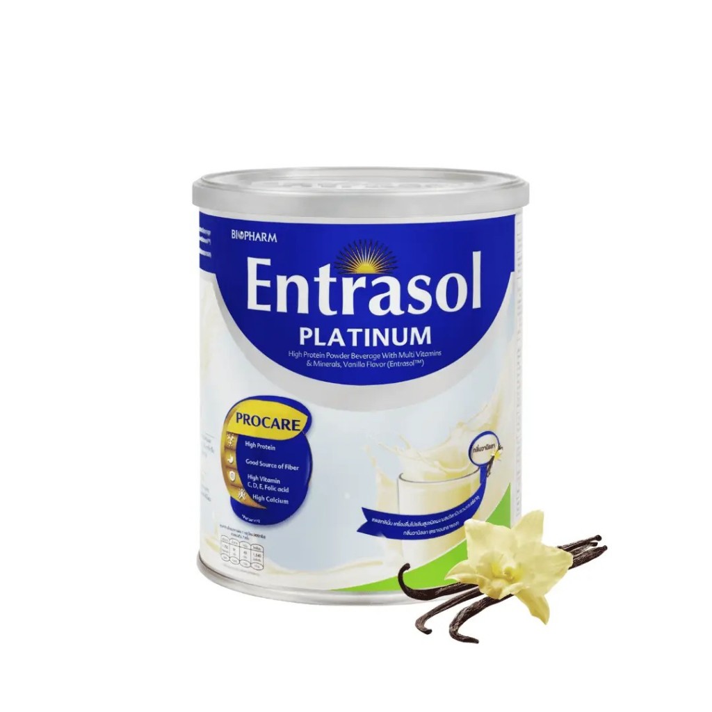 ENTRASOL PLATINUM 400 g/ 800 gนมเอนทราซอล แพลทตินั่ม เครื่องดิ่มโปรตีนสูงชนิดผล กลิ่นวนิลลา