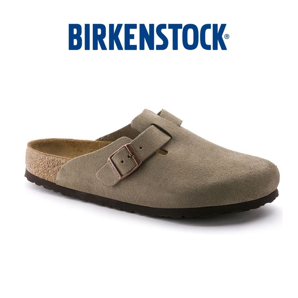『BIRKENSTOCK』✈️พร้อมส่ง Birkenstock Boston Soft Footbed-Taupe รองเท้าแตะสีน้ำตาลอ่อน