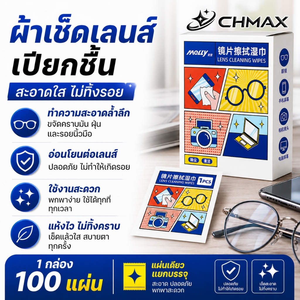 100/200แผ่น แผ่นเช็ดแว่นตา ผ้าเช็ดแว่นตา ผ้าเช็ดแว่น กันฝ้า เลนส์ ผ้าเช็ดแว่น ที่เช็ดโทรศัพท์