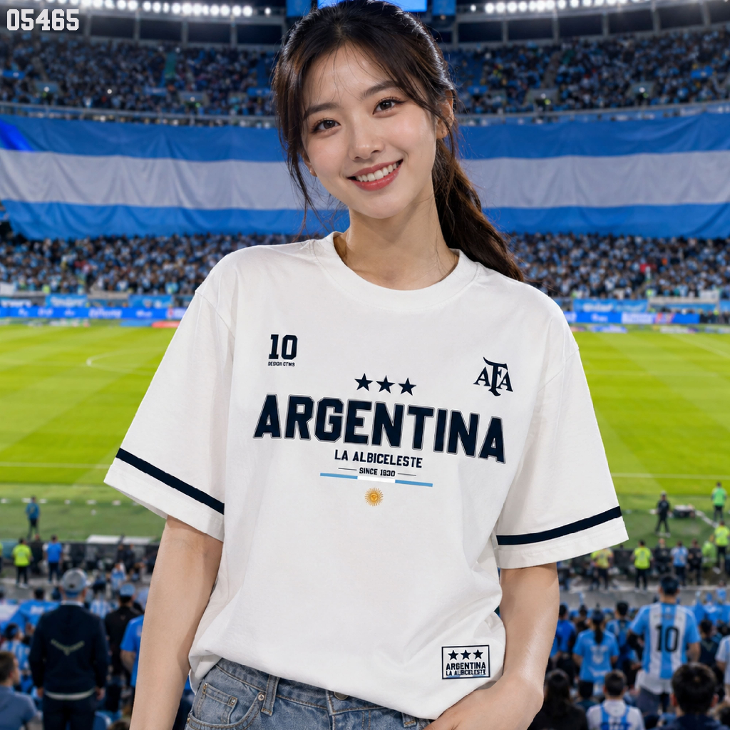 เสื้อยืดสกรีนลาย " บอลโลก ARGENTINA " เสื้อยืดผ้า COTTON 100% เสื้อยืดคอตตอน 100% เสื้อยืดผ้าฝ้าย 100%