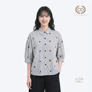 C&D Komohana Stripe Collection เสื้อปักผู้หญิง เสื้อลายปักดอกไม้ คอตตอน สไตล์ญี่ปุ่น