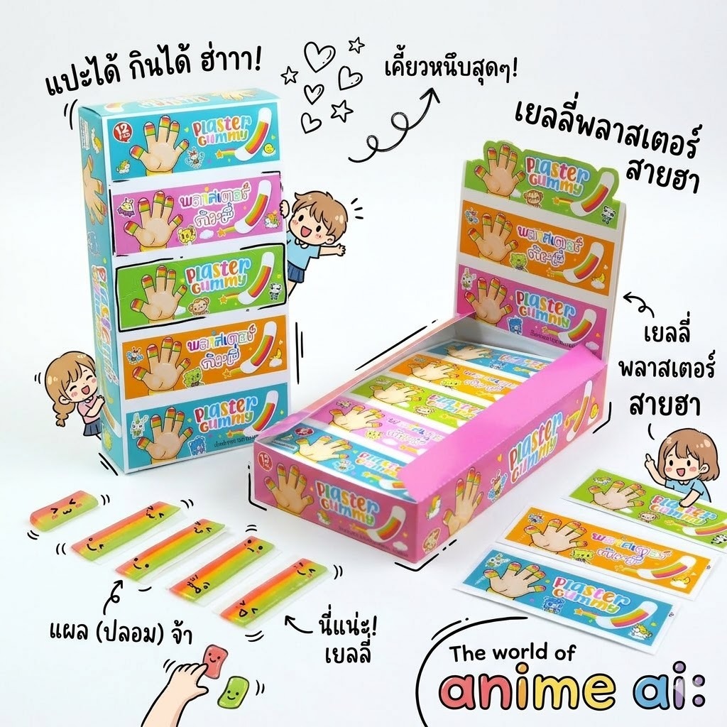 เยลลี่พลาสเตอร์สายรุ้ง พลาสเตอร์กัมมี่
