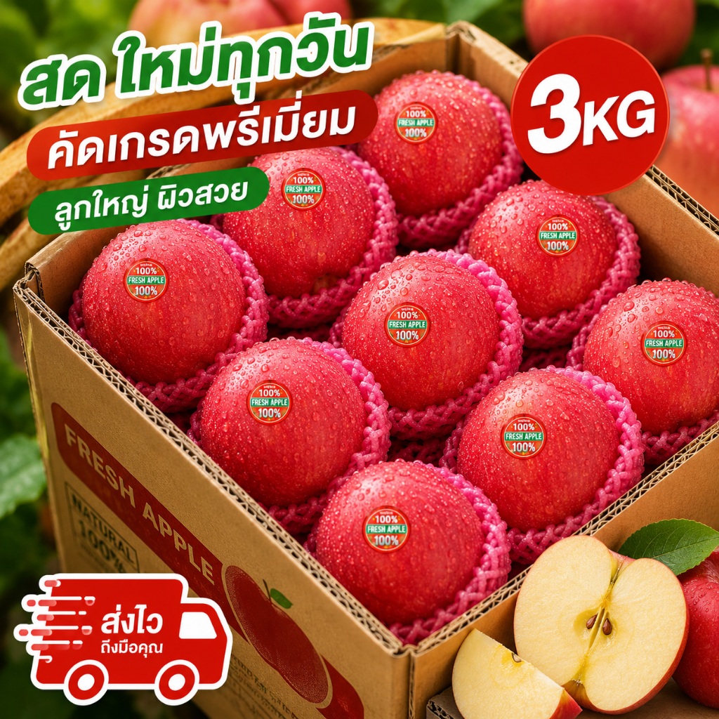 แอปเปิ้ลฟูจิ (1แพค) APPLE FUJI (CHN) ~ลดพิเศษ~ Premium Fruit Delivery ผลไม้ต่างประเทศ ผลไม้พรีเมี่ยม
