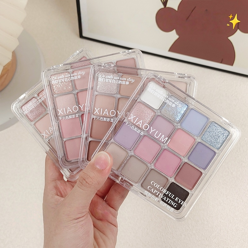 MR อายแชโดว์ พาเลทอายแชโดว์ 16สี Eyeshadow เนื้อใยไหม เนื้อแมท ประกายชิมเมอร์ กลิตเตอร์ สีสวย กันน้ํา ติดทนนาน XYM-F#