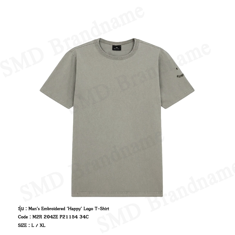 Paul Smith เสื้อยืดคอกลมผู้ชาย รุ่น Man's Embroidered 'Happy' Logo T-Shirt Code: M2R 204ZE P21154 34