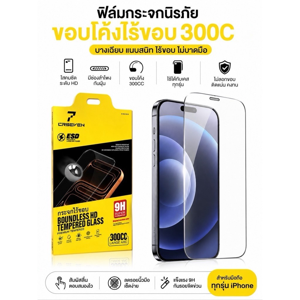 CX shop (038) ฟิล์มกระจกใส ไร้ขอบดำแบบเต็มจอ แบบสำหรับIPHONE 13Pro max 12/12Pro /13mini/13/12mini