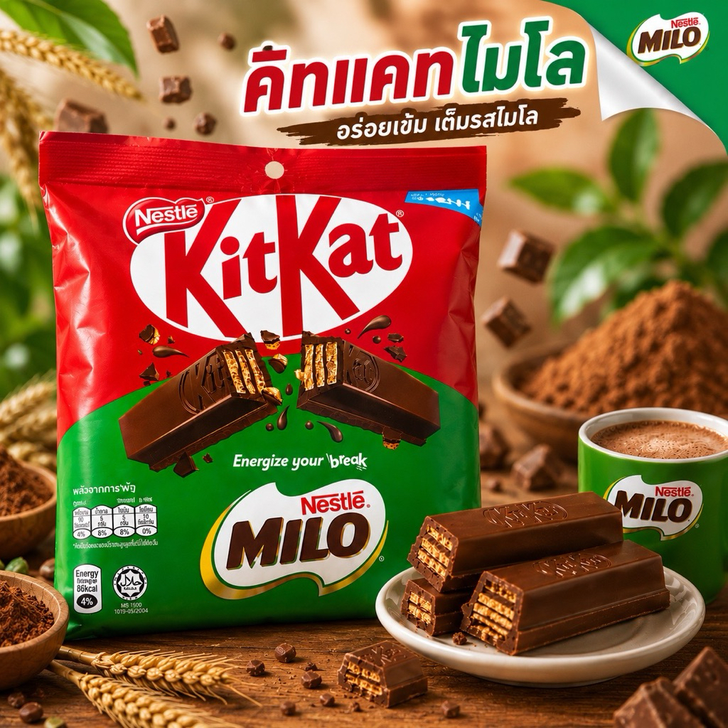 KitKat Milo คิทแคทไมโล 1 ห่อ 10 ชิ้น 160 กรัม