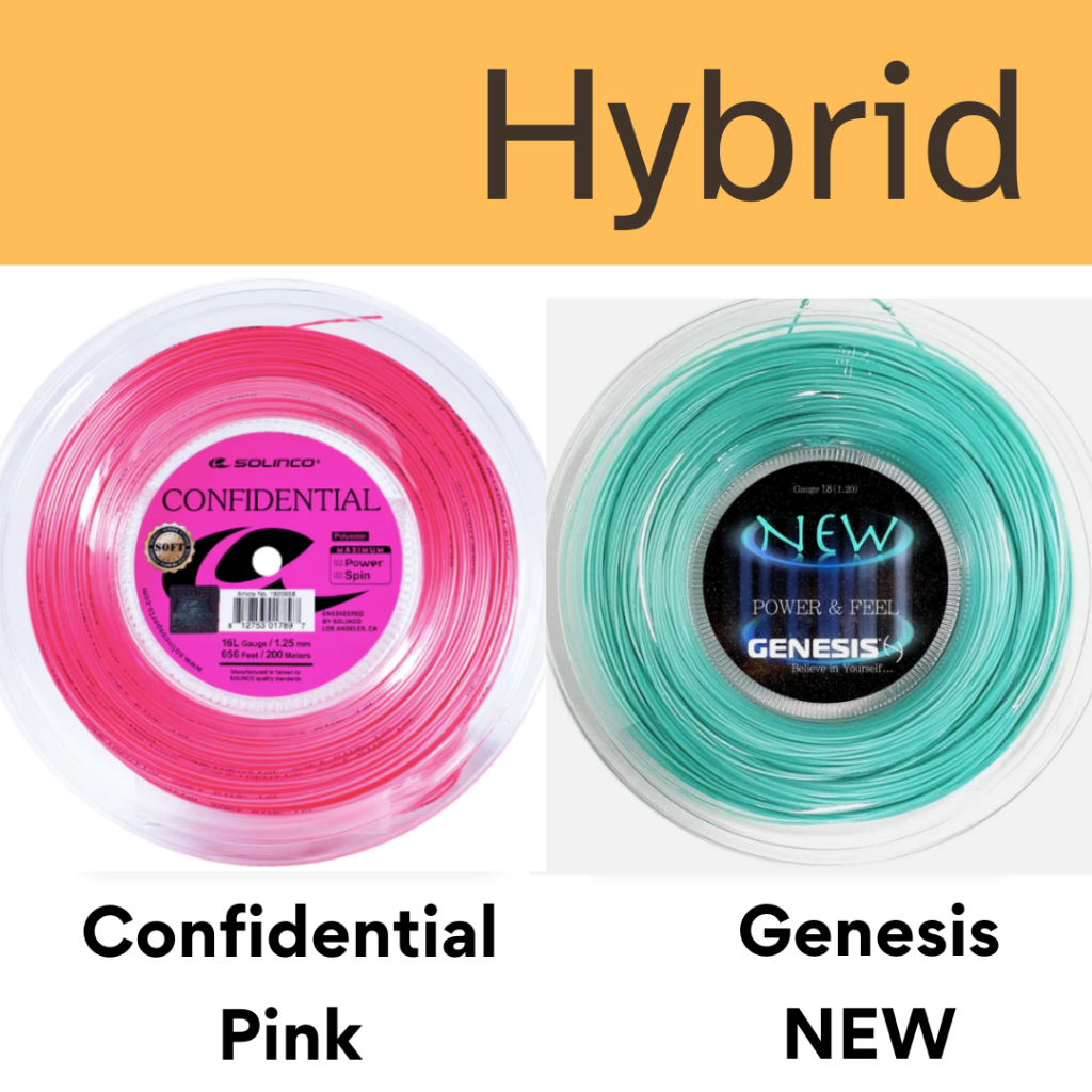 เอ็นเทนนิสไฮบริด Solinco Confidential Pink / Genesis NEW (แบ่งขาย สำหรับ 1 ไม้)