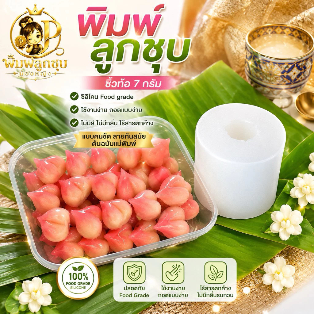 พิมพ์ลูกชุบลูกท้อขนาด 7กรัม 🌿ไร้กลิ่น ไร้สารตกค้าง ผลิตจากซิลิโคน Food grade แท้ 100% ใช้ง่ายลงสีง่ายประหยัดเวลา🌿