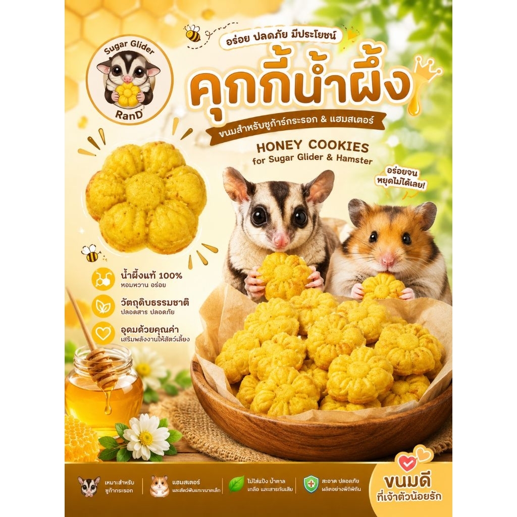 คุกกี้น้ำผึ้ง 100 กรัม ขนมสำหรับสัตว์เลี้ยง