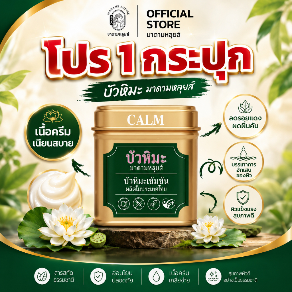 [1 กระปุก!!] บัวหิมะ มาดามหลุยส์ สำหรับทาแผล Madame Louise Snow Lotus EX Cream หอม เย็น อ่อนโยน (1กระปุก 45 กรัม)