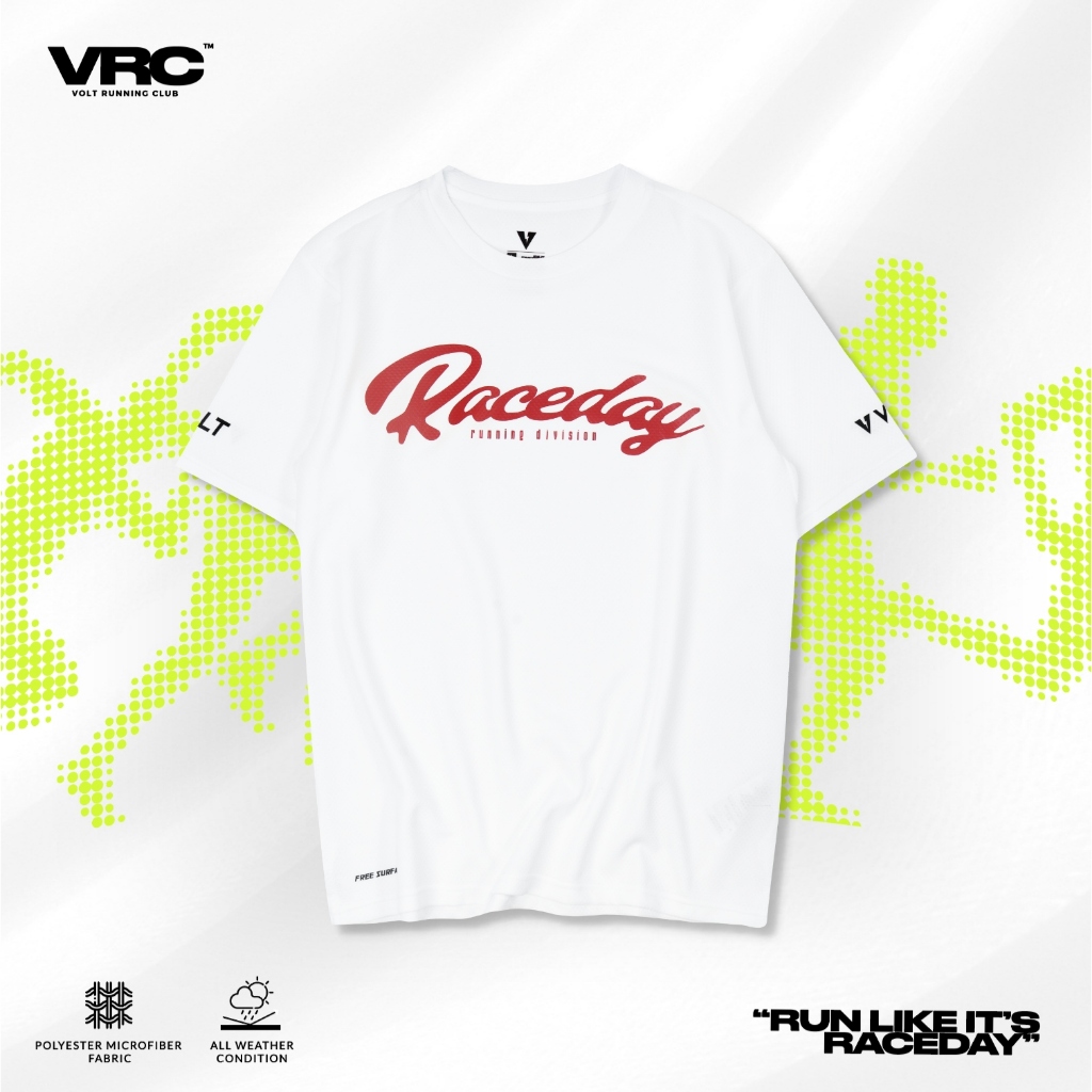 VOLT ACCE 004 RUNNING RACEDAY WHITE ผ้าลายลูกกอล์ฟ เสื้อวิ่ง เสื้อกีฬา ออกกำลังกาย ผ้าเบา แห้งไว ระบายอากาศ สีขาว