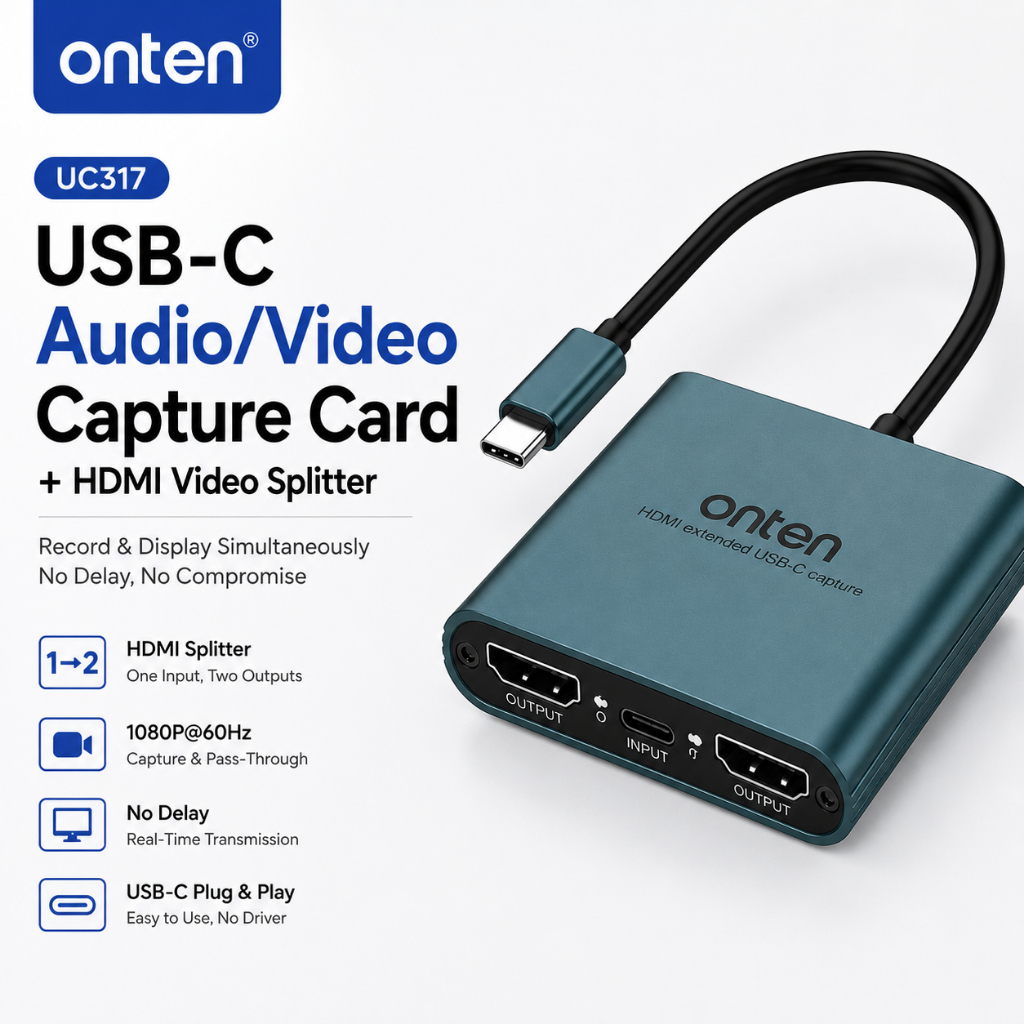 ONTEN UC317 Type C Capture Card + HDMI Video Splitter