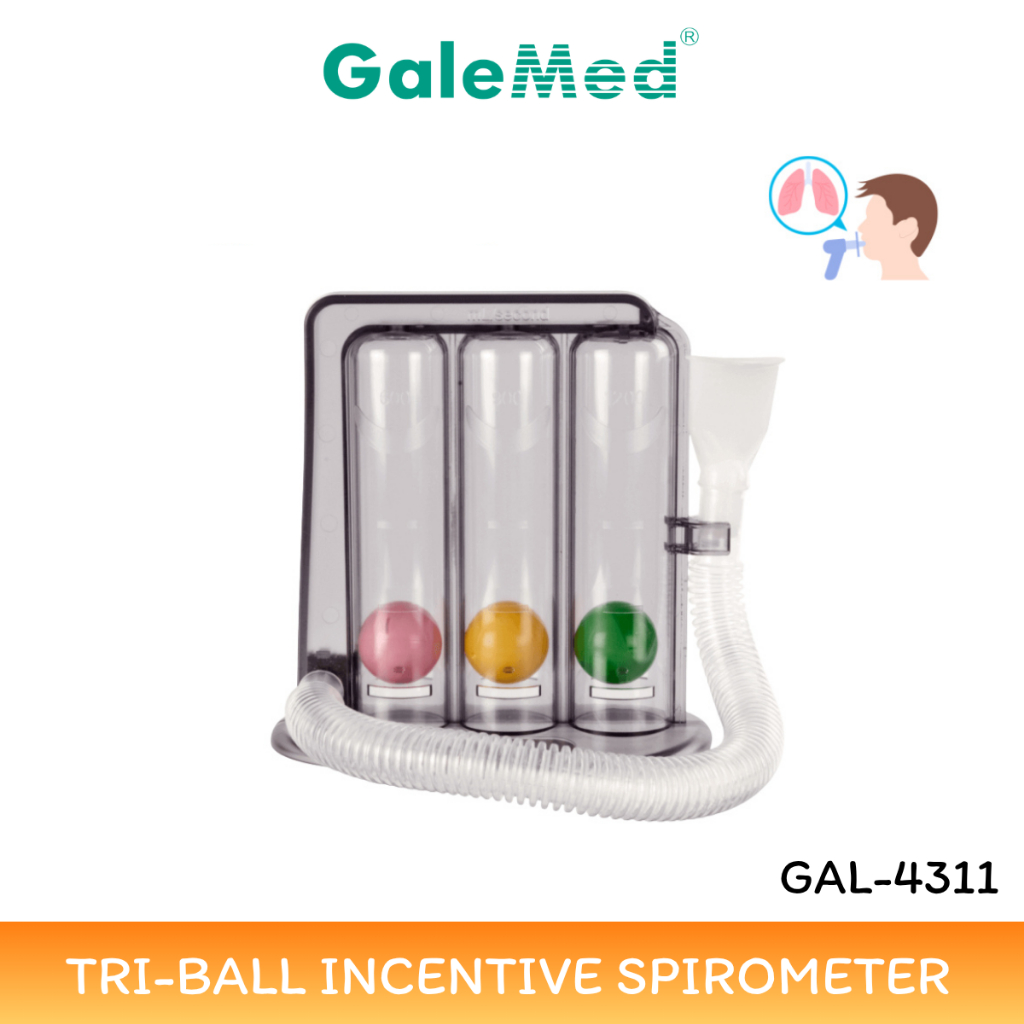 Galemed Tri-Ball Incentive Spirometer.เครื่องช่วยบริหารปอด ใช้ในผู้ป่วยหลังผ่าตัดทรวงอกโดยการสูดหายใจเข้าออก ลึกๆและช้าๆ