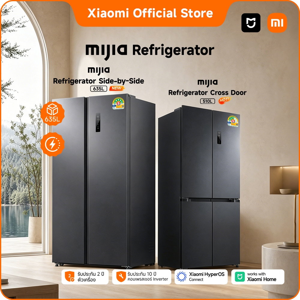 Xiaomi Mijia ตู้เย็น Side by Side 635L/ตู้เย็น 4 ประตู 510L|ขนาดใหญ่|ประหยัดไฟ|ควบคุมผ่าน Xiaomi Home