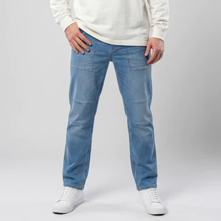 DAVIE JONES [BE FEARLESS] กางเกงยีนส์ผู้ชาย Straight Fit Jeans สีเทา น้ำเงิน กรม กรมเข้ม ดำ ES0005