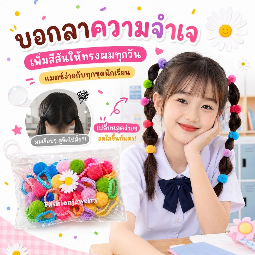BLIVO 🎀20ชิ้น! ยางมัดผมลูกฟูกนุ่มพิเศษ 30สีสดใส 👧ปลอดภัยสำหรับเด็ก+ผิวแพ้ง่าย 💖ชุดสีมิกซ์/โทนเดียว