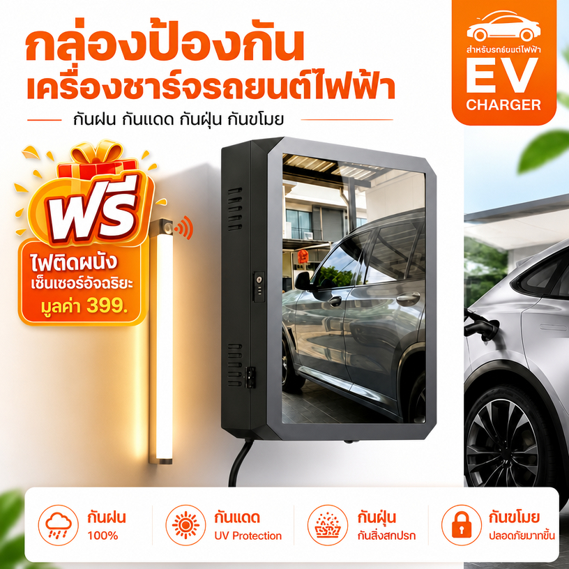 กล่องชาร์จรถยนต์ไฟฟ้า ติดผนัง กล่องชาร์จกันฝน กล่องชาร์จกันขโมย สามารถติดตั้งกลางแจ้งBYD