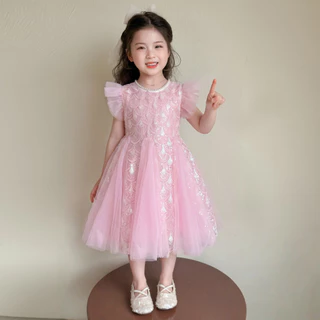 PRINCESS KESLI ชุดเดรสเด็กผู้หญิง ชุดเดรส เจ้าหญิงนางเงือก ลายเกล็ดติดลูกปัด ผ้าตาข่าย สำหรับ ปาร์ตี้วันเกิด 2-12 ปี