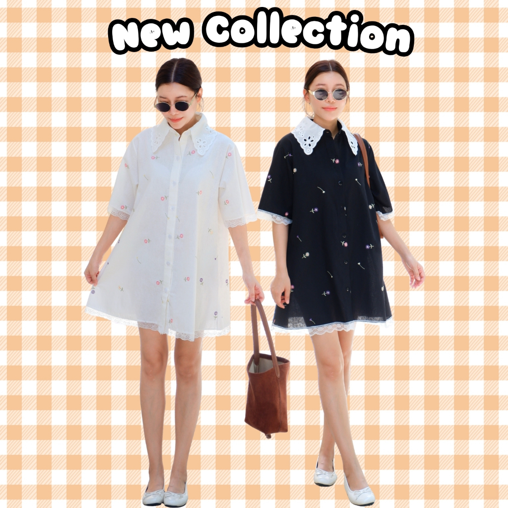[ส่งฟรี] DAISY เดรสซัมเมอร์นี้ต้องลูกไม้เท่านั้นตัวนี้ต้องมีนะงานสวยมากผ้าคอตตอนปักฉลุ CARDIGAN_NISTA​