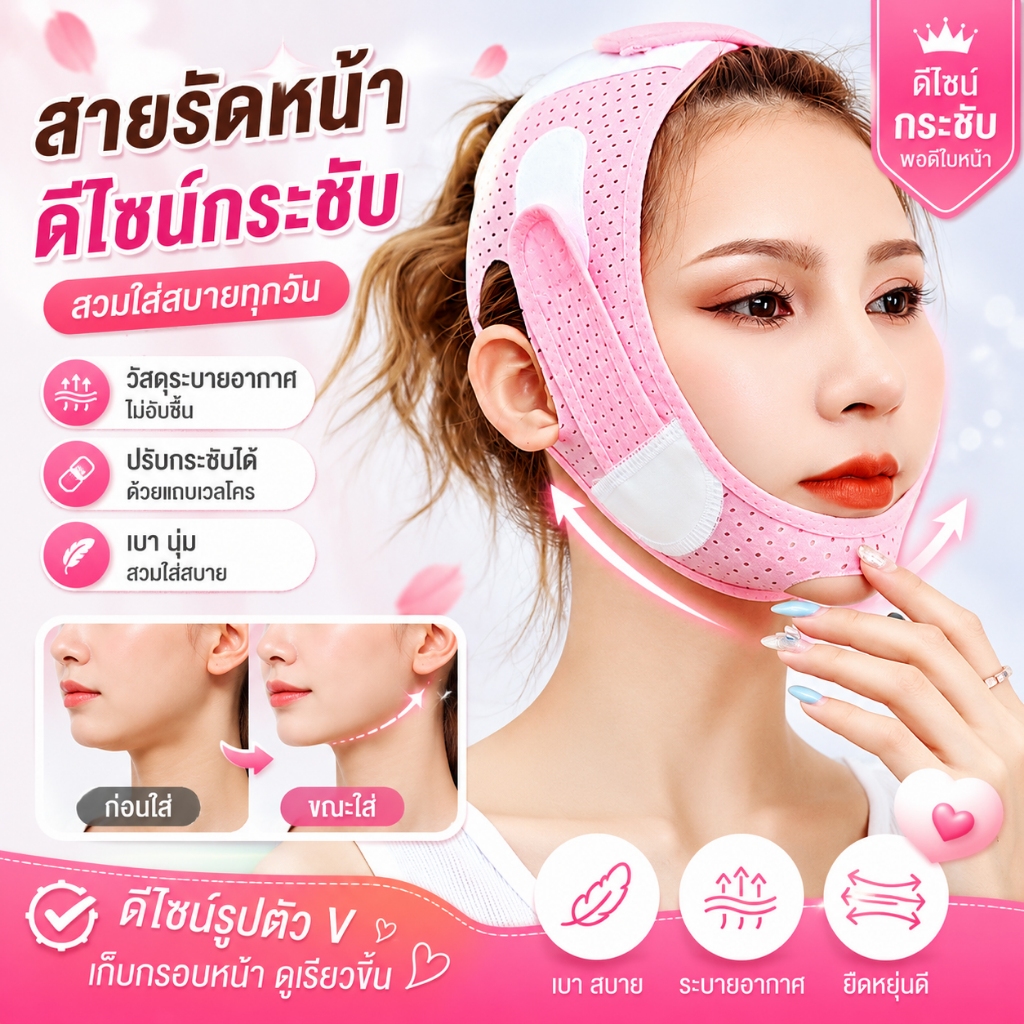 ยกกระชับหน้า สายรัดหน้าเรียว ยกกระชับหน้า ลดแก้ม หน้ากากหน้าเรียว เก็บเหนียง หน้าวีเชฟ