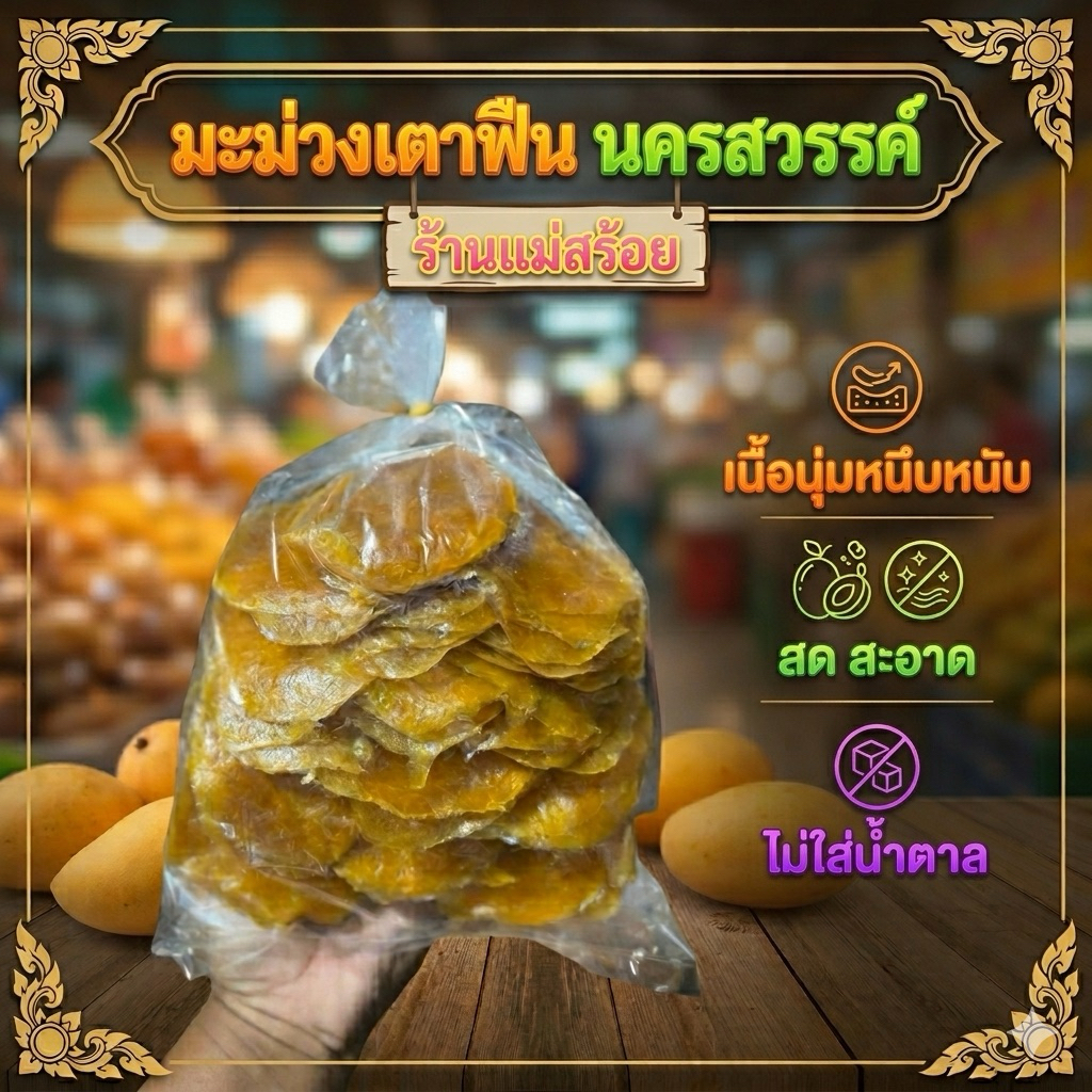 มะม่วงกวนเนื้อหนึบหวานอมเปรี้ยว 1โล ไม่ผสมแป้ง ไม่ใส่สาร