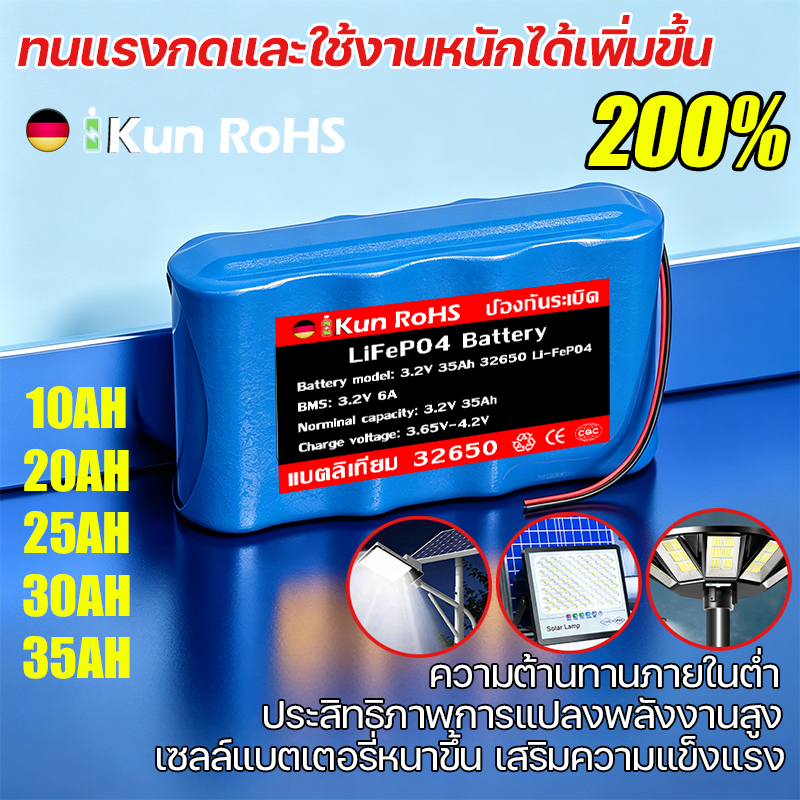 ทนแรงกดและใช้งานหนักได้เพิ่มขึ้น 200% แบตเตอรี่ 3.2v 32650 แบตเตอรีลิเธียม แบตเตอรี่ลิเธียมฟอสเฟต แบตลิเธียม ถ่านชาร์จ