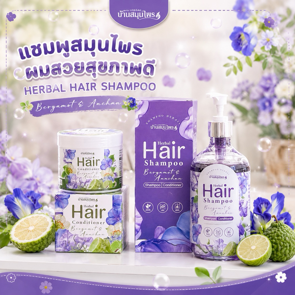 เซ็ตคูเเชมพูมะกรูดคุณแม่(โฉมใหม่)500ml และครีมนวดผมมะกรูดอัญชัน300ml.ผมนุ่มสวย สะอาด