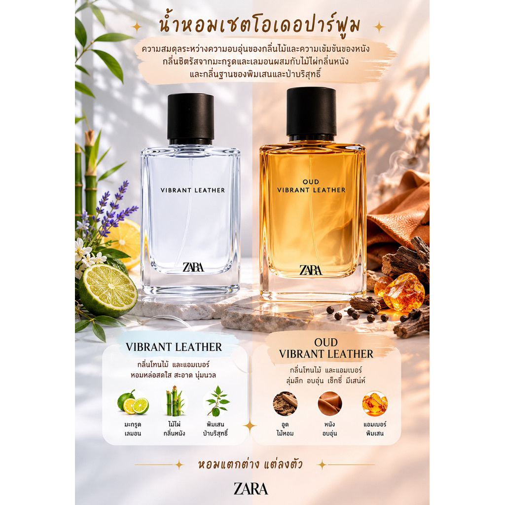 น้ำหอมแบ่งขายของแท้💯 น้ำหอม ZARA OUD VIBRANT LEATHER น้ำหอมพ่อครูภรัณ